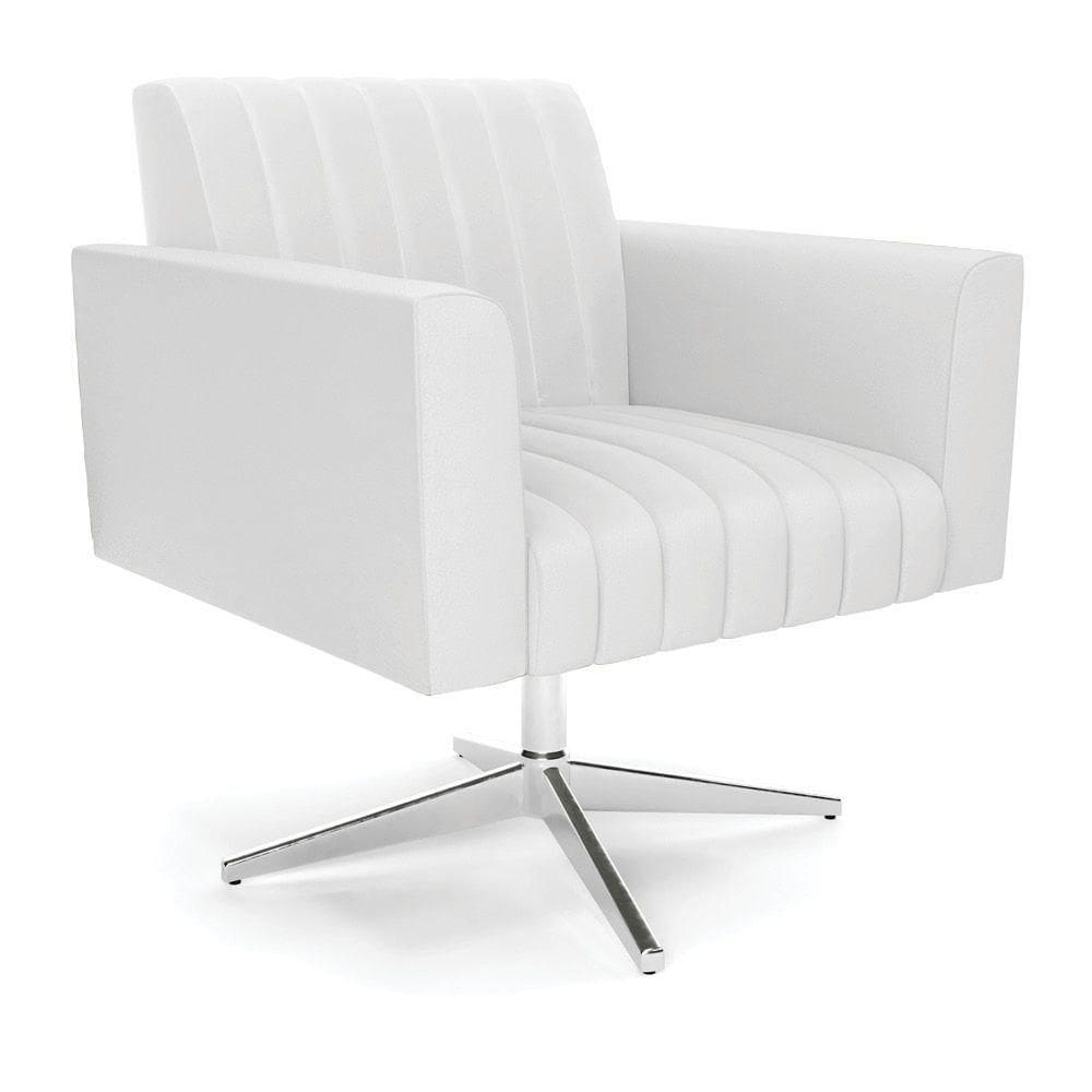 Poltrona Giratória Viena Gomada Corino Branco Base Cromada - D`rossi