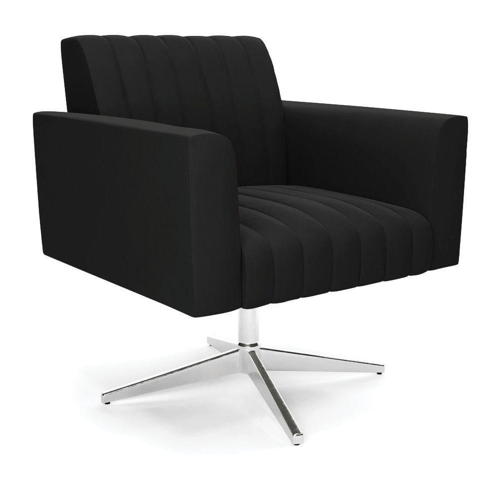 Poltrona Giratória Viena Gomada Suede Preto Base Cromada - D`rossi