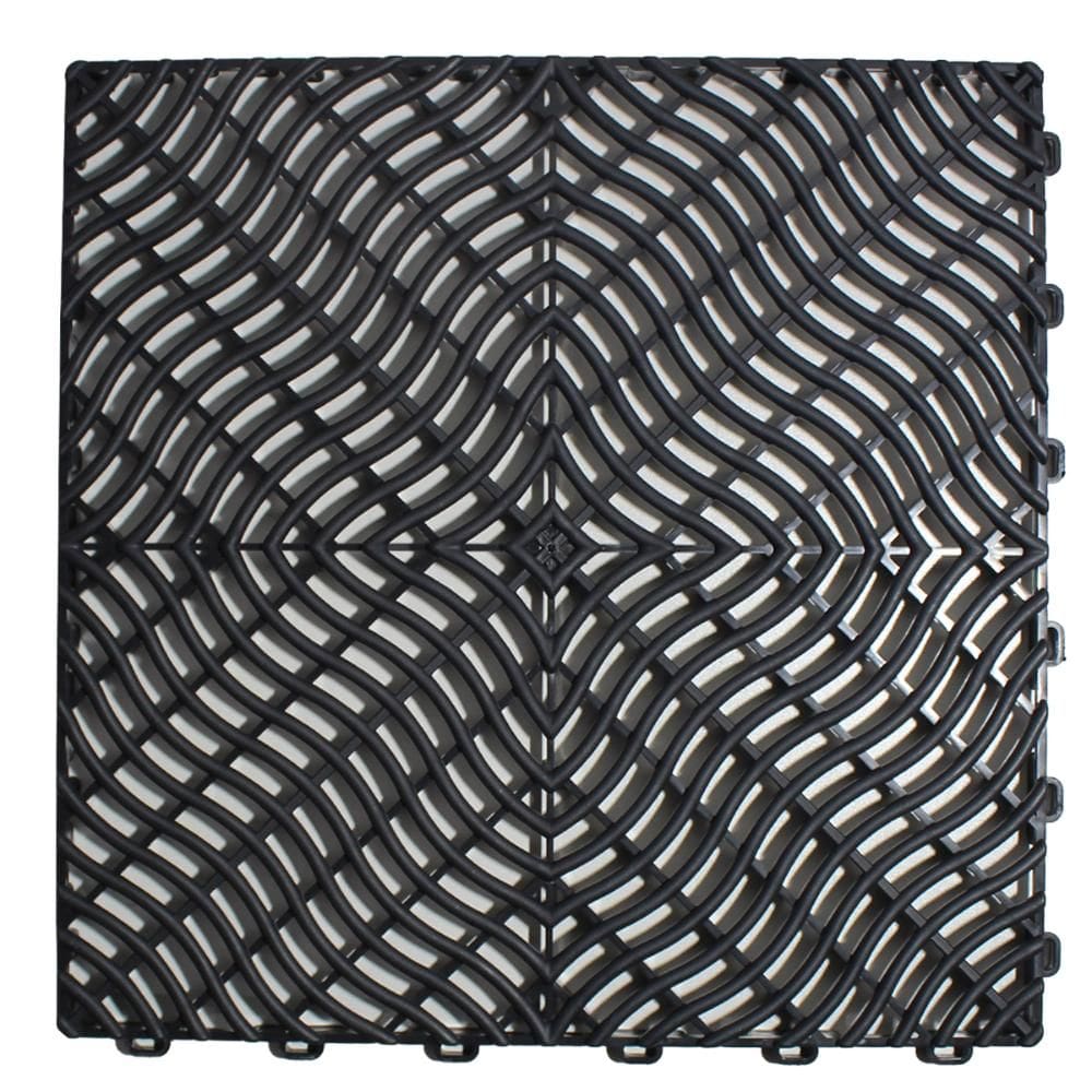 Piso Tapete Modular de Plástico 33 x 33 cm Preto