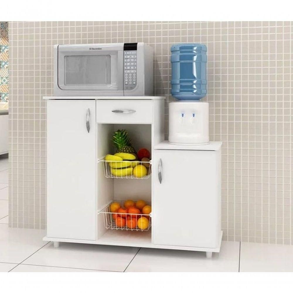Balcão Com Fruteira 2 Portas 1 Gaveta Diva Branco Notável Móveis Branco
