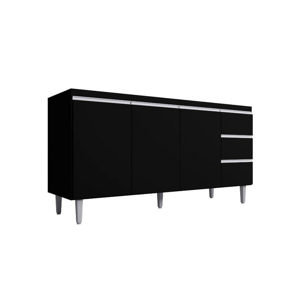 Balcão Gabinete Para Cozinha Andréia 150 Cm Preto Fosco
