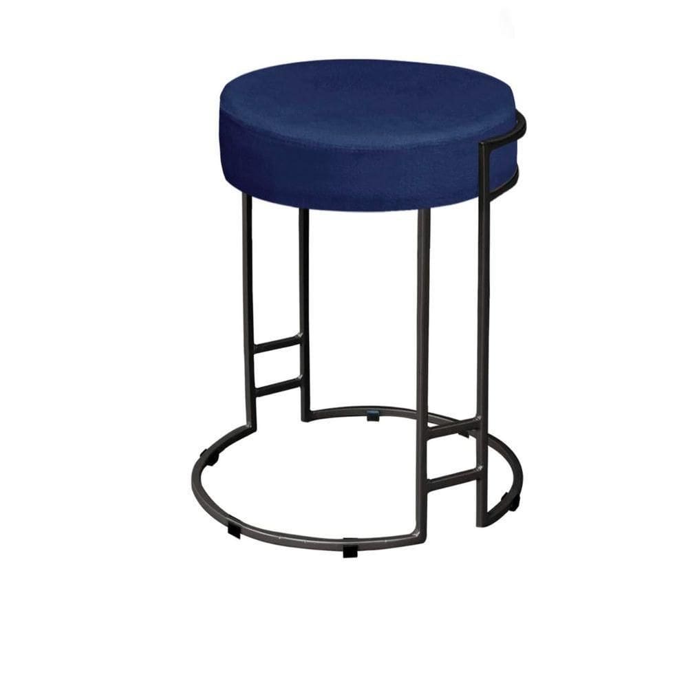 Puff Decorativo Sarah Sala E Recepção Metal Preto Em Veludo