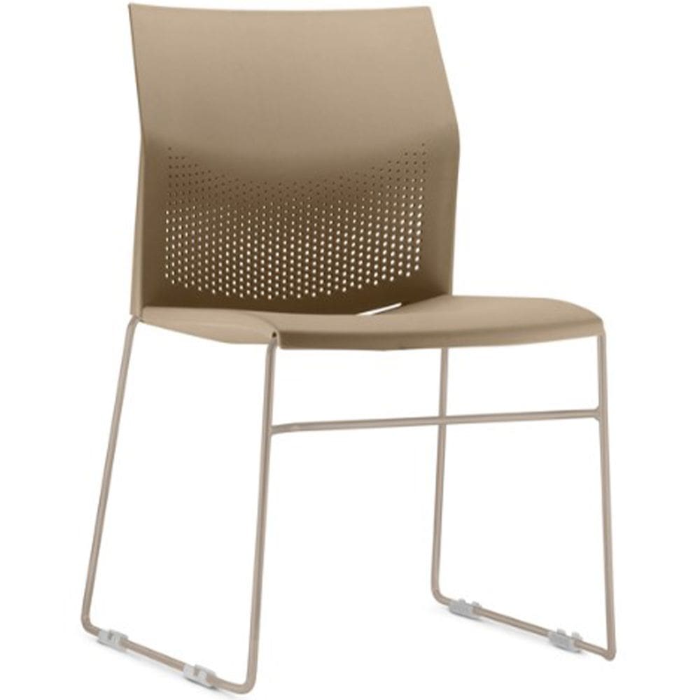 Cadeira Empilhável Fixa Link F02 Base Aço Nude - Lyam Decor