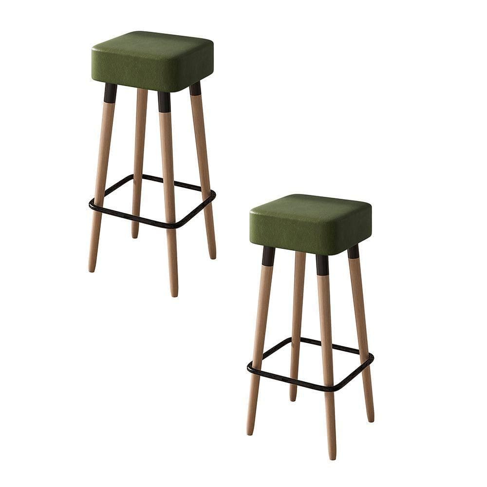 Kit 02 Banquetas Quadradas Milão Corano Verde