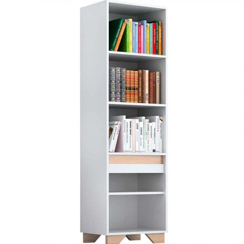 Rack com Painel 55\" e Estante Mdp Branco com Siena