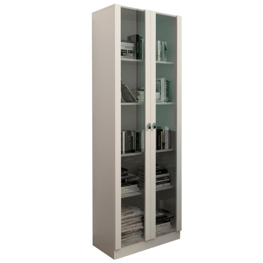 Armario Para Escritorio 2 Portas De Vidro Me4115 Branco Tecno Mobili Branco