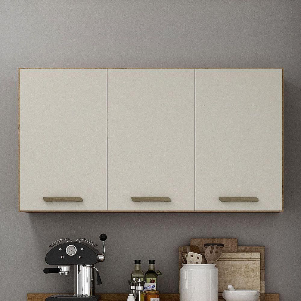 Armário Aéreo 120 Cm 3 Portas São Luis Valdemóveis Cinamomo/off White