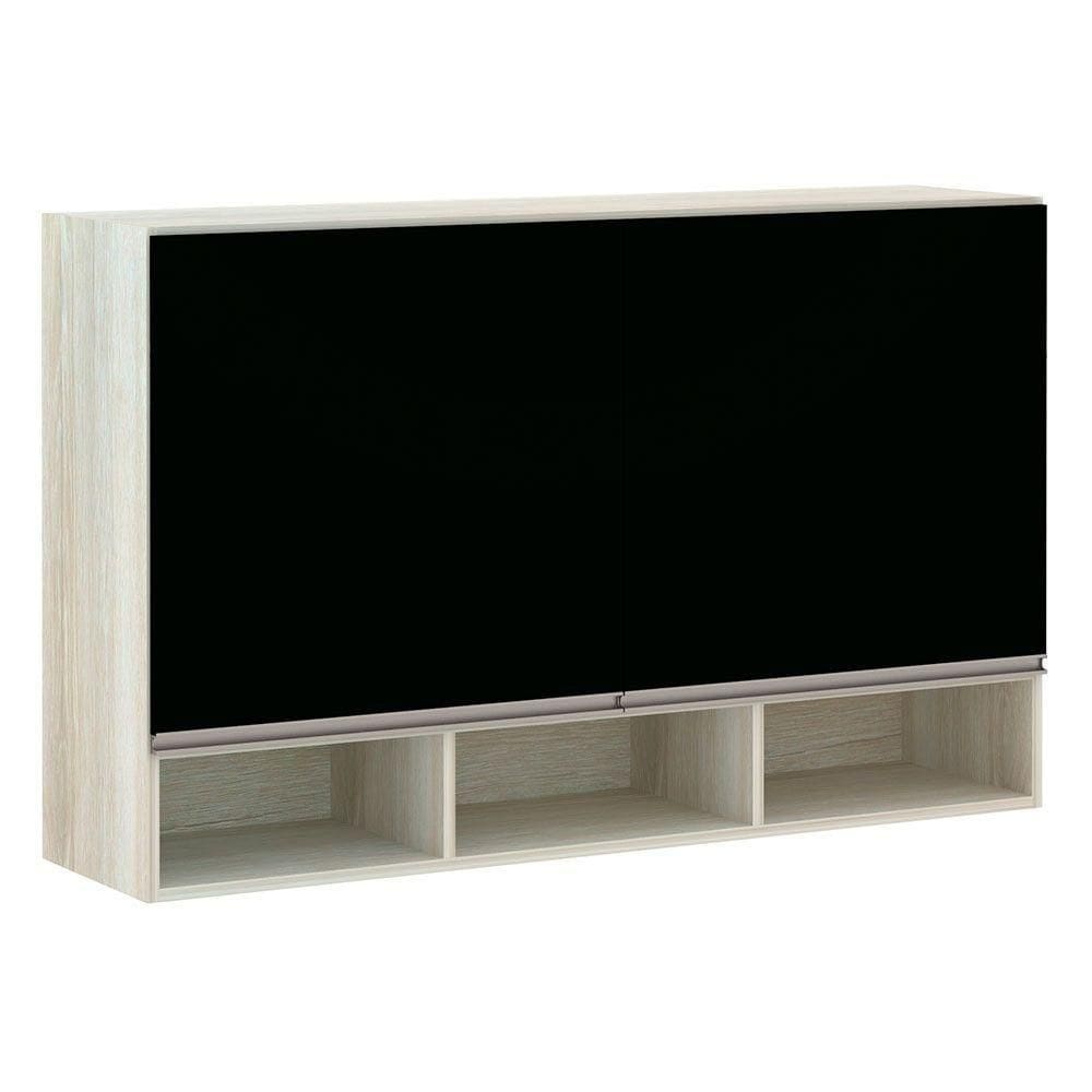 Armário 120cm 2 Portas C/Nicho Legno Crema C/Preto Tx