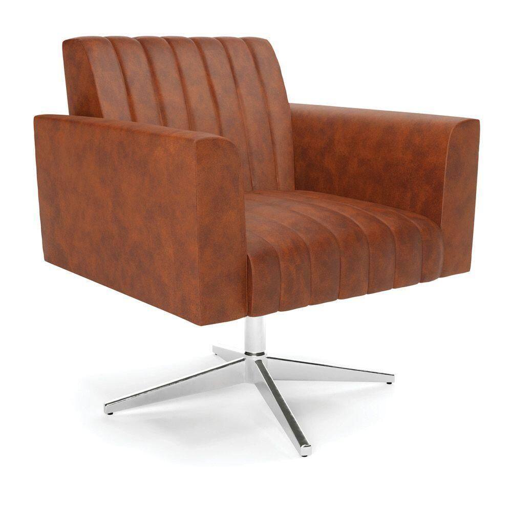 Poltrona Giratória Viena Gomada Corano Nozes Base Cromada - D`rossi