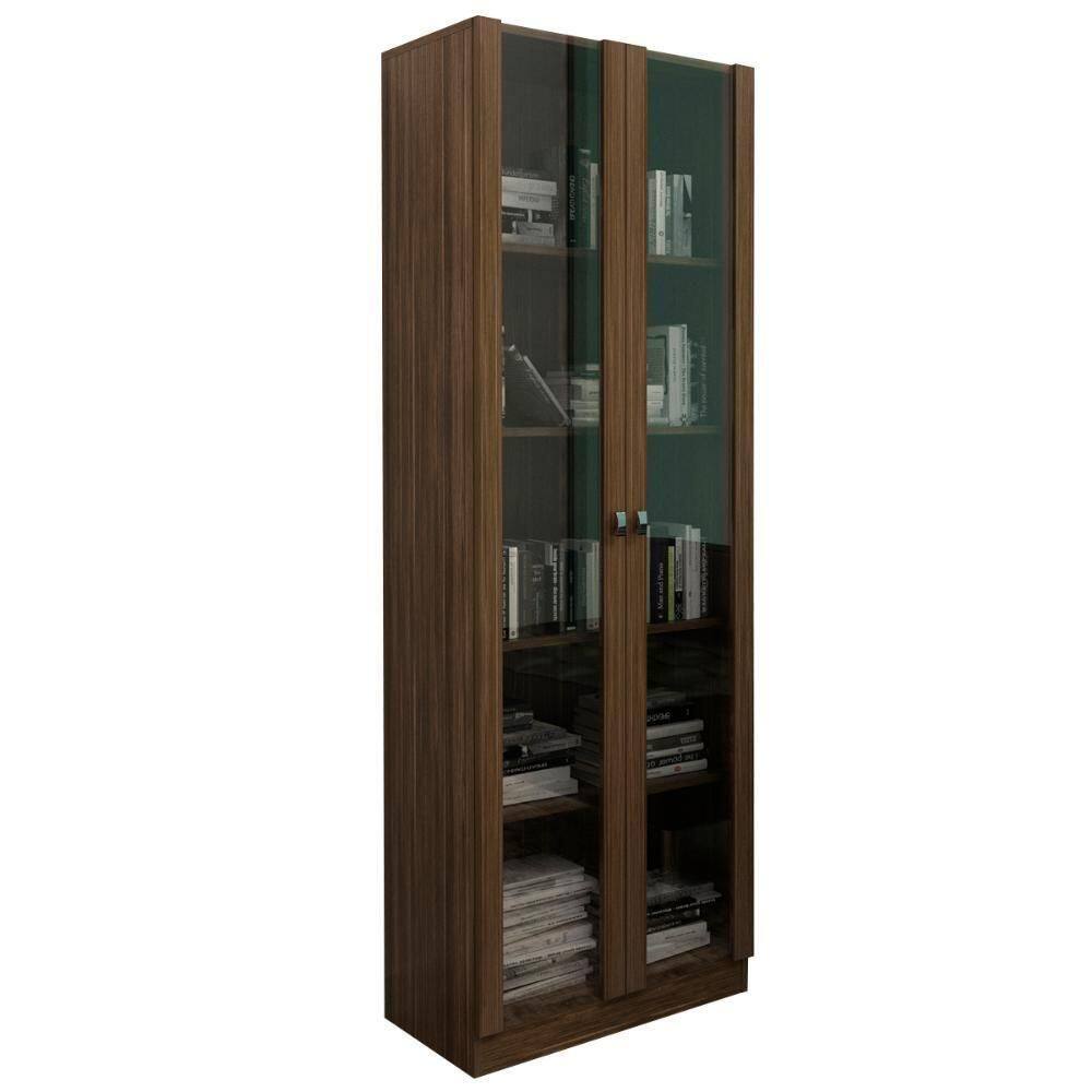 Armario Para Escritorio 2 Portas De Vidro Me4115 Nogal Tecno Mobili Nogal