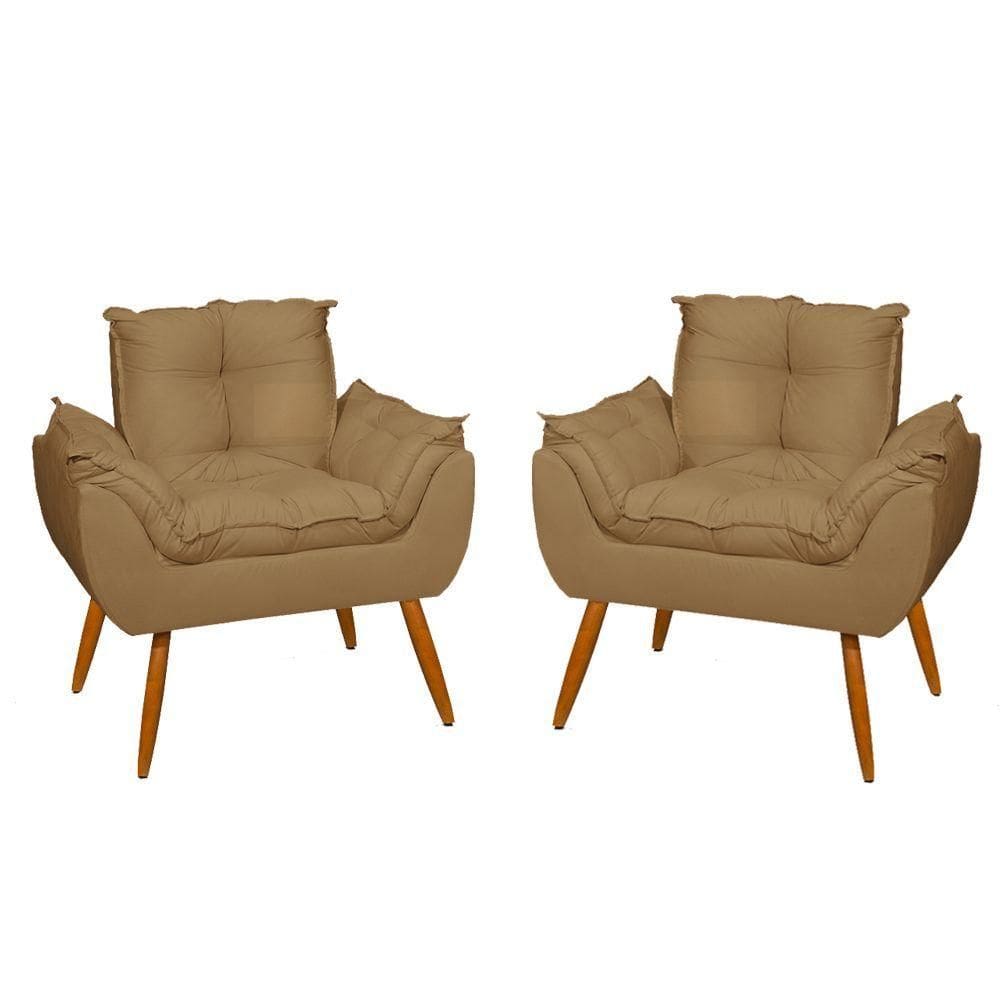 Kit 2 Poltronas Cadeiras Reforçadas Confortáveis – Jl Decor Cor:capuccino