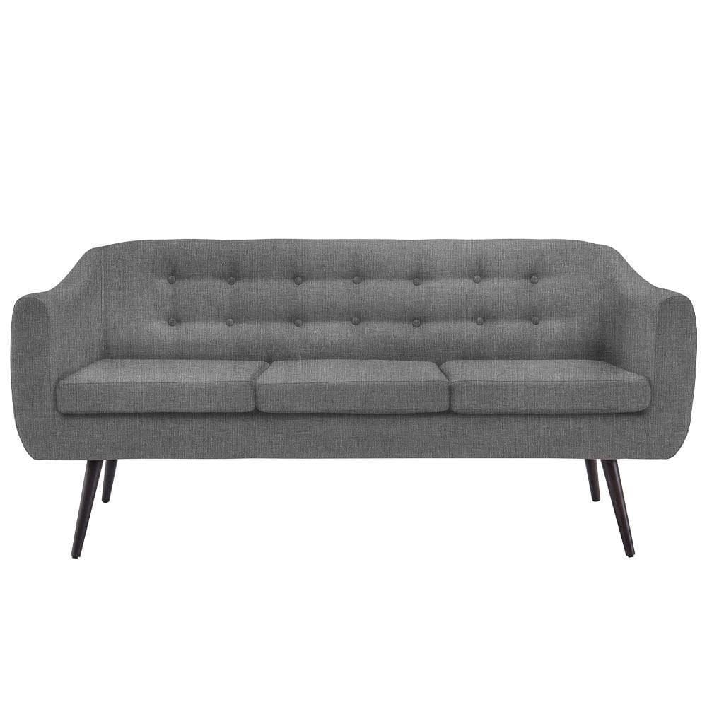 Sofa 3 Lug Pes Tabaco 175 Cm 7019 Linho Cinza Dmobiliario Cinza