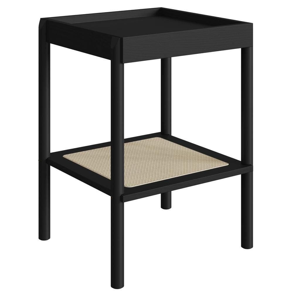 Mesa Lateral 58 Cm Pes Madeira Palhinha Oslo 27962 Nero Artesano Nero