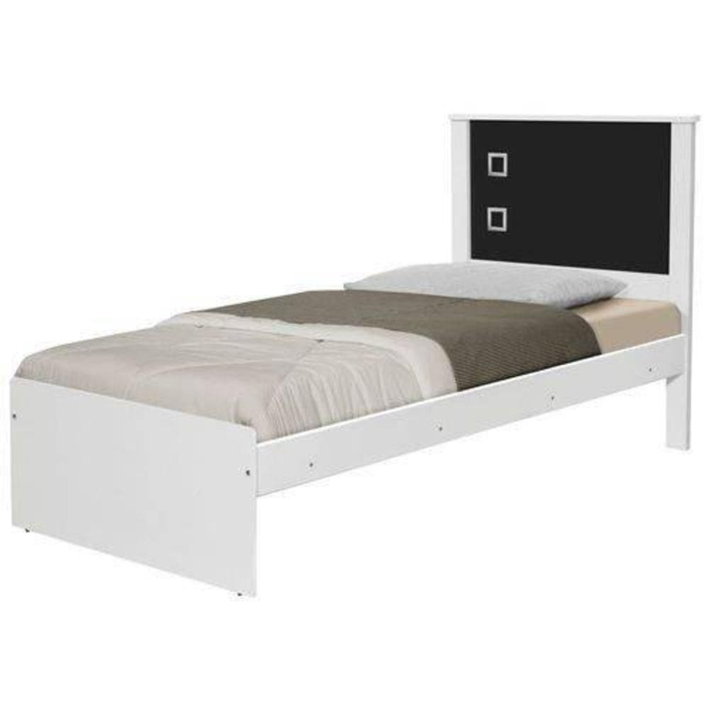 Cama Barcelona Solteiro Branco-preto Com Colchão - Tebarrot