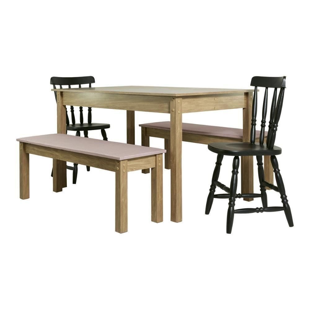 Mesa De Jantar Ditália 2bancos 2cad Ja-220+ja-225 Diamond