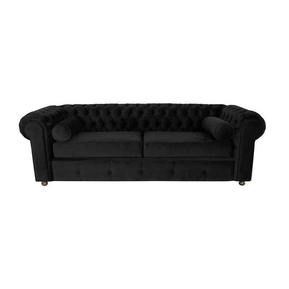 Sofá Chesterfield 03 Lugares 2.30 Cm Cor Preto New Velu 004 Jr