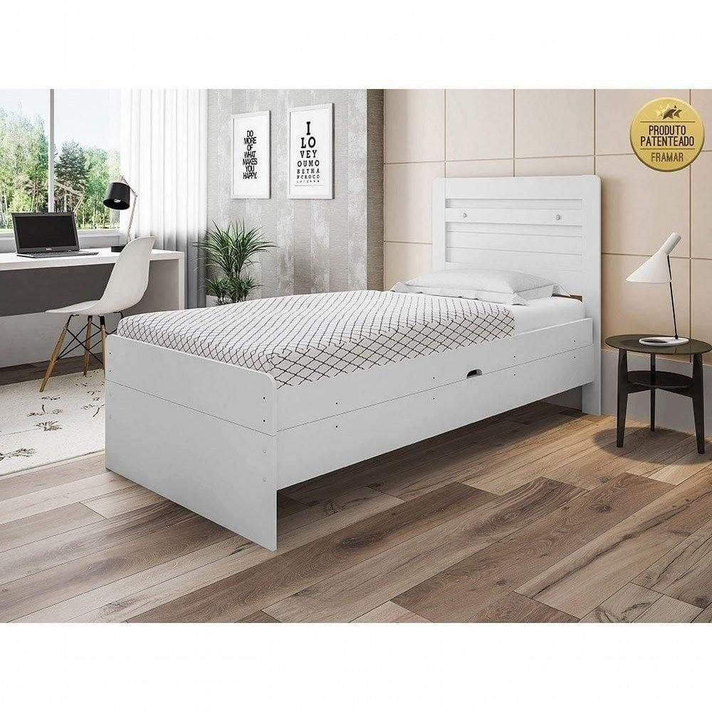 Cama Larissa Com Baú Branco