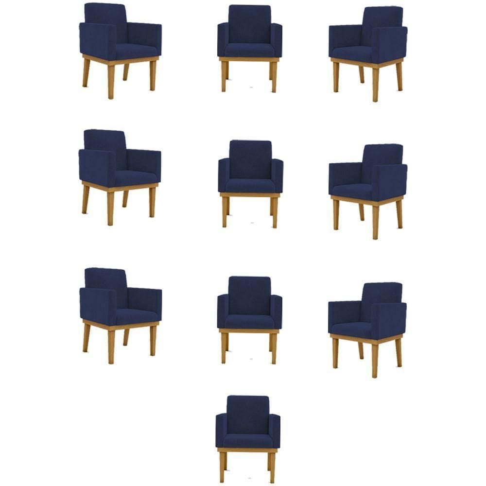 Kit 10 Poltronas Decorativa Reforçada Salão Cor:azul-marinho