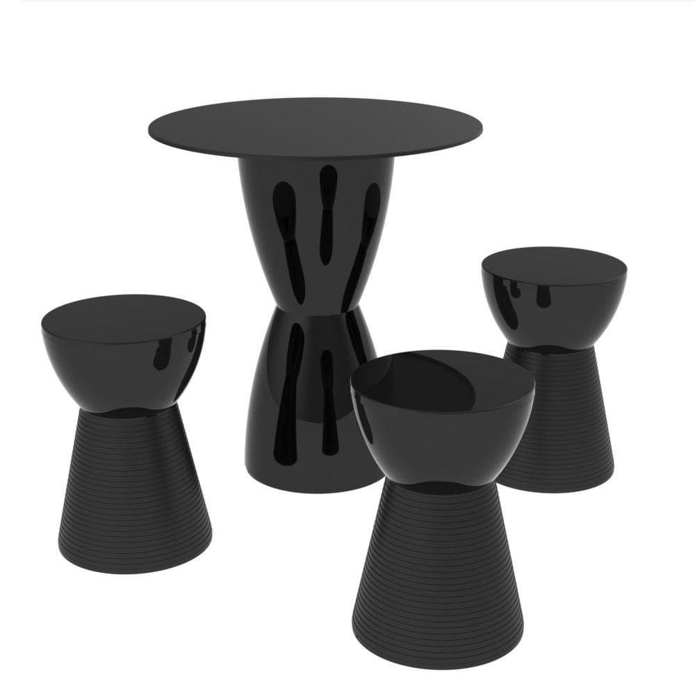 Conjunto Fit Com Mesa + 03 Banquetas Sili I`M In Preto Grifit
