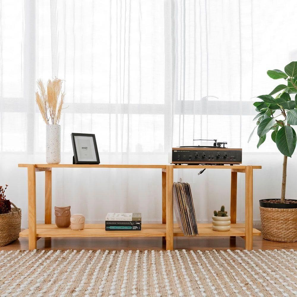 Rack Laguna 150cm 2 Prat 52,6ax150lx42p Em Madeira Cor Mel