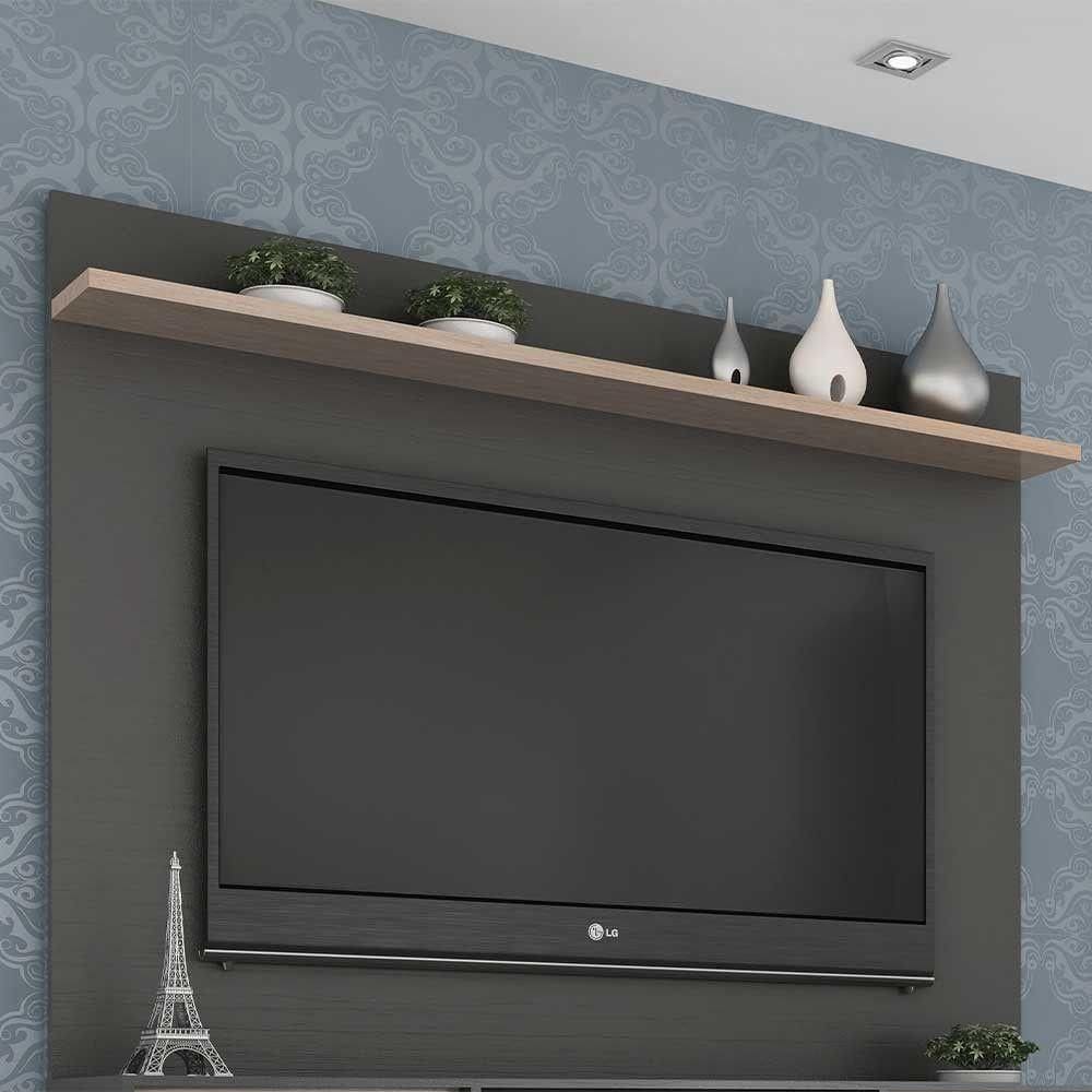 Painel Benevello 40" em Mdp com Prateleira Grafite com Siena