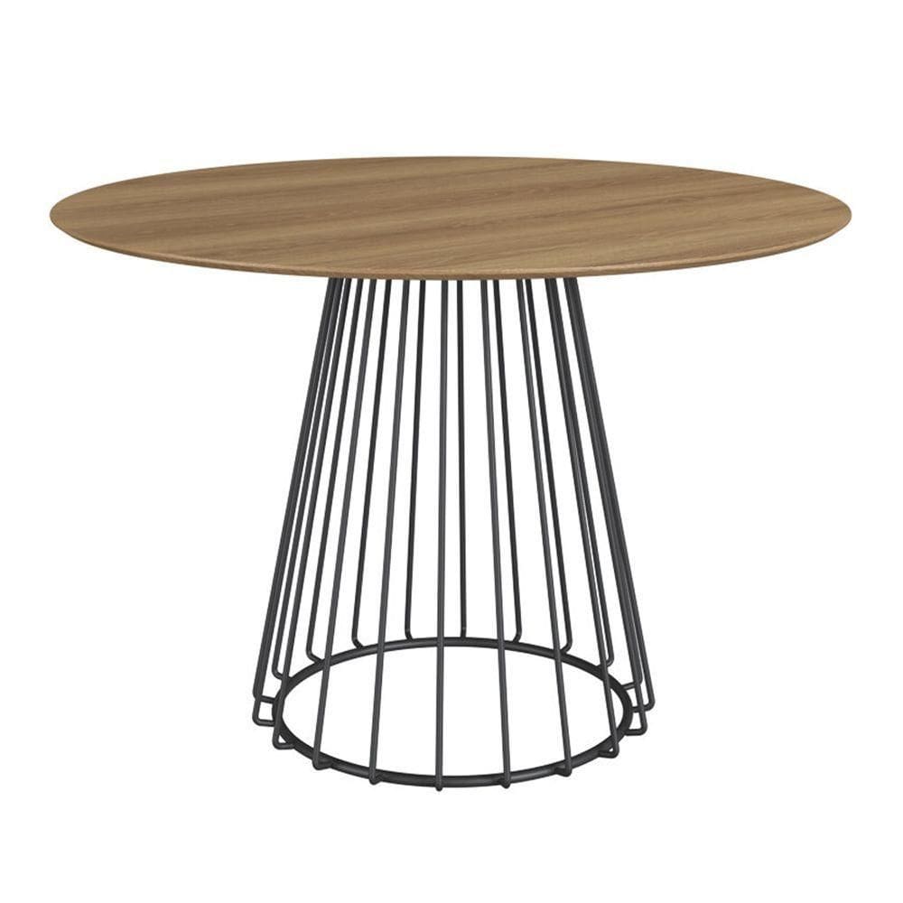 Mesa De Jantar Redonda Durand 136cm - Marrom-preto