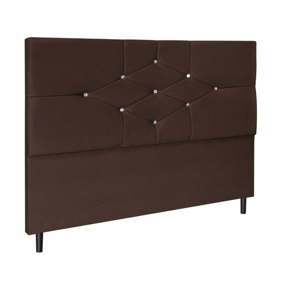 Cabeceira Cama Solteiro 90 Cm Camboriú Suede Marrom E Frame
