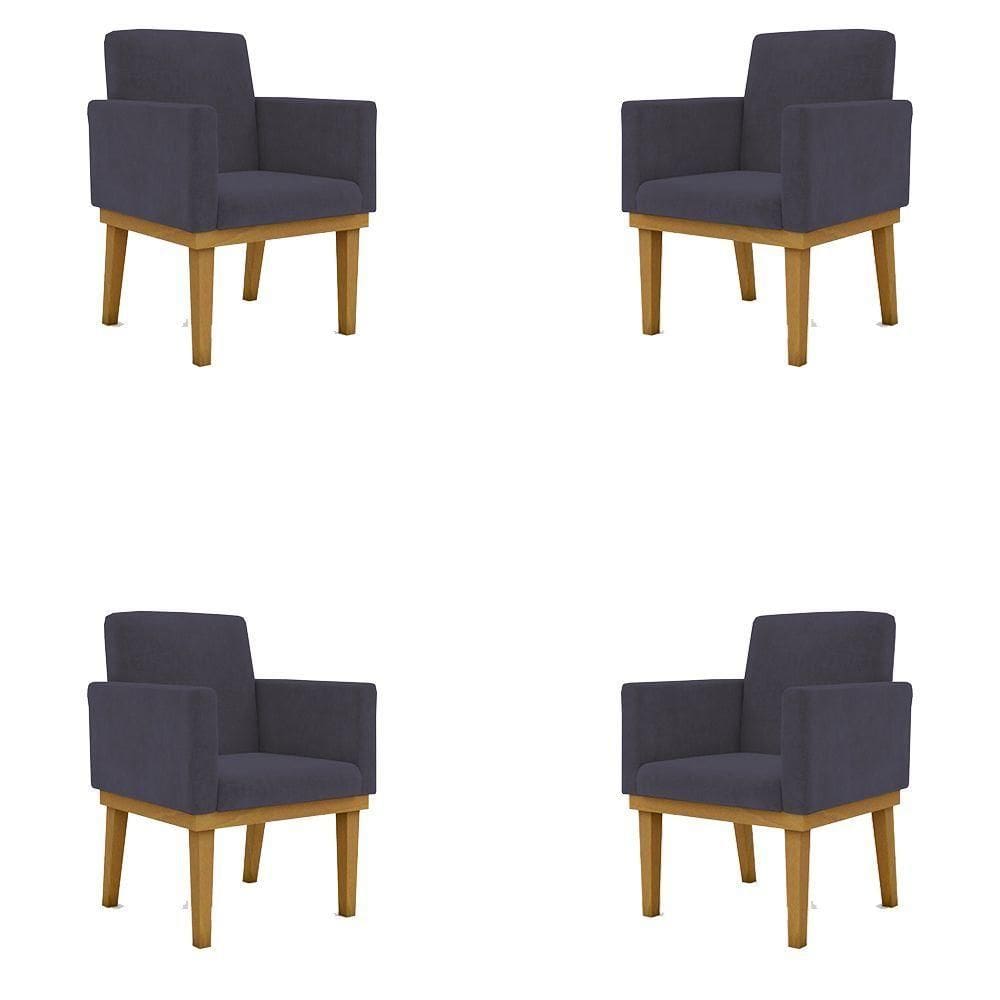 Kit 04 Poltronas Cadeira Reforçada - Escritório Cinza Cor:cinza