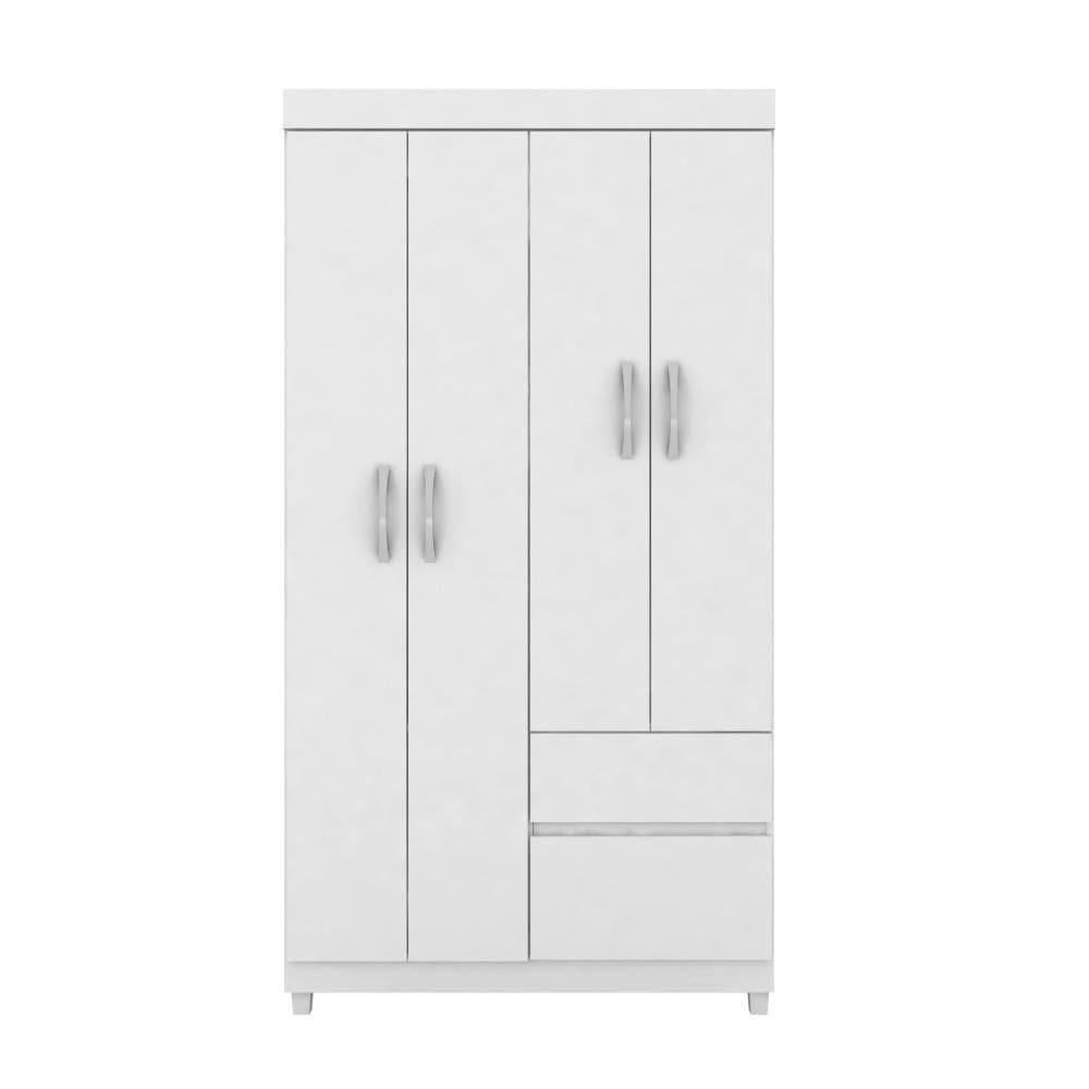 Guarda-roupa 4 Pts 2 Gavetas Lotus Branco/rosa Demóbile Branco/rosa