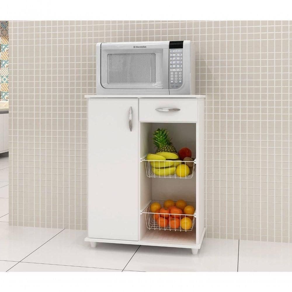 Balcão Com Fruteira 1 Porta E 1 Gaveta Belize Branco Notável Móveis Branco