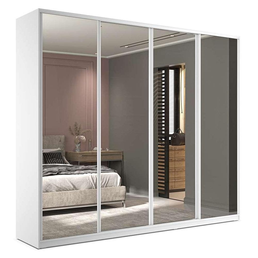 Guarda-Roupa Casal com Espelho Zermatt 100% MDF 4 PT 6 GV Branco