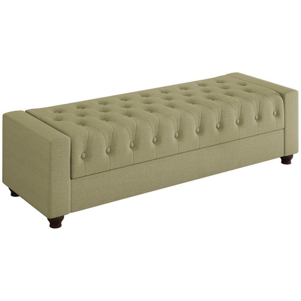 Recamier Calçadeira Bau 160cm Pes Mdf Parri Linho Sl