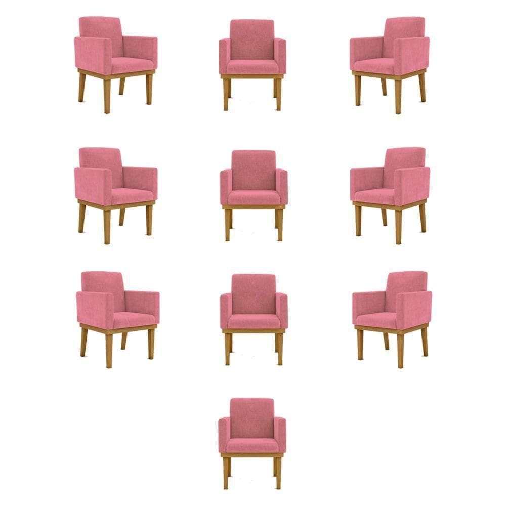 Kit 10 Poltronas Decorativa Reforçada Salão Cor:rosa