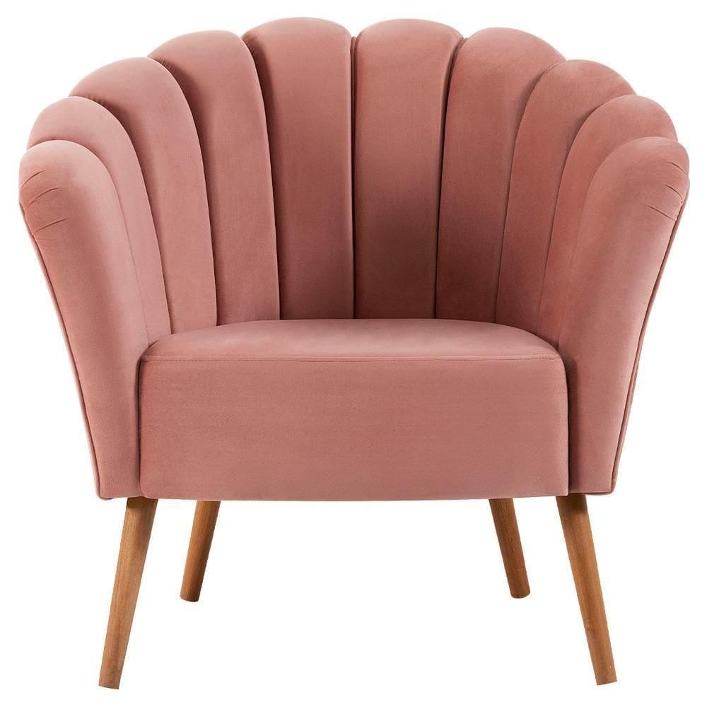 Poltrona Decorativa Pes Tauari 7048 Veludo Rosa Dmobiliario Rosa