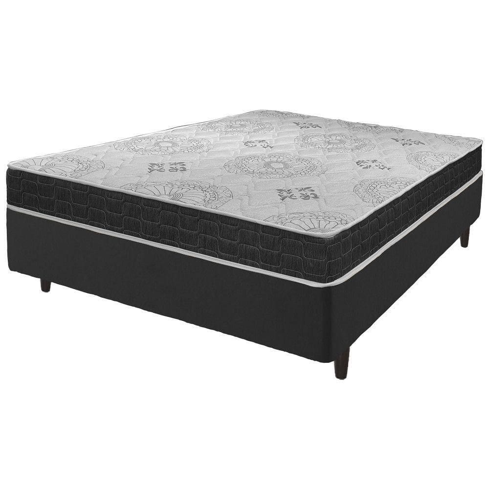 Cama Box Viúva Preto + Colchão San Francisco Espuma 128cm