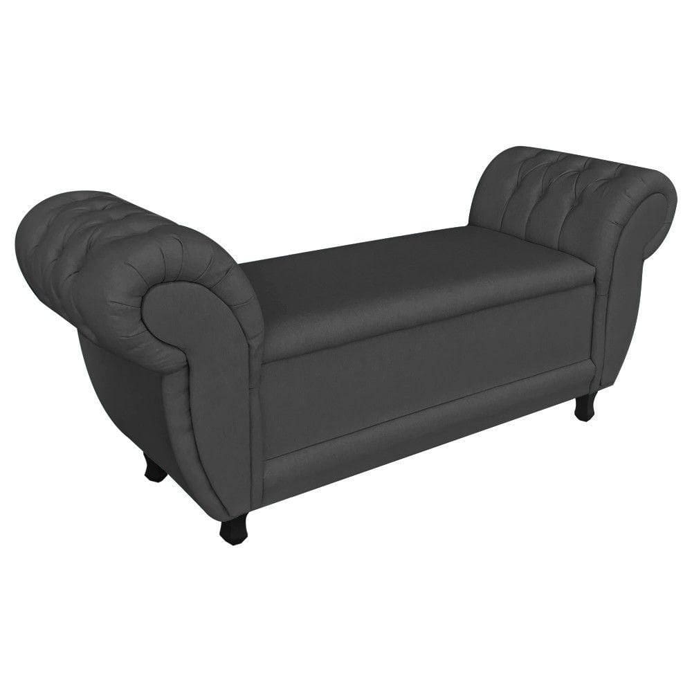 Recamier Baú Grécia 1,40 M Linho Preto A79