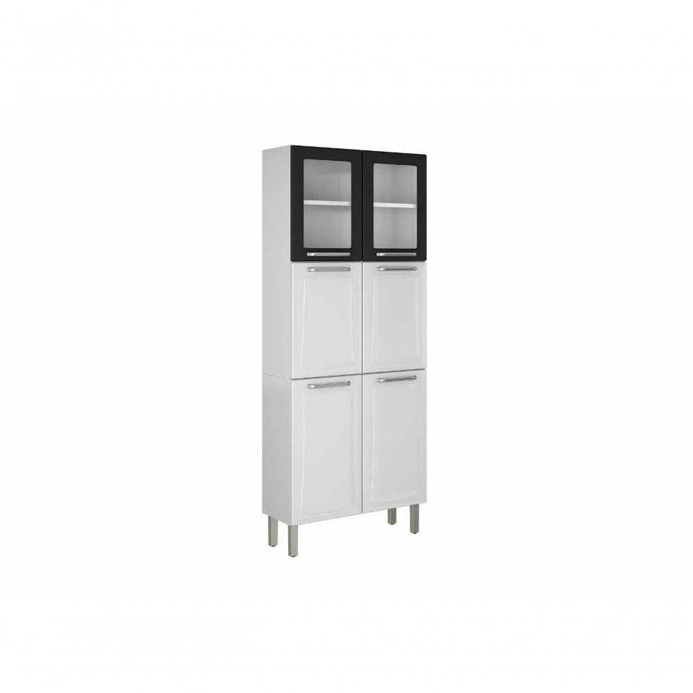 Paneleiro Duplo Com vidro Cozinhas Itatiaia Tarsila 6 Portas Branco ComPreto