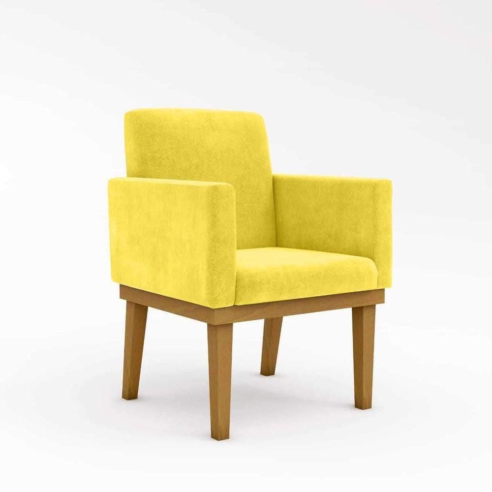 Cadeira Poltrona Com Base Reforçada Balaqui Decor Amarelo