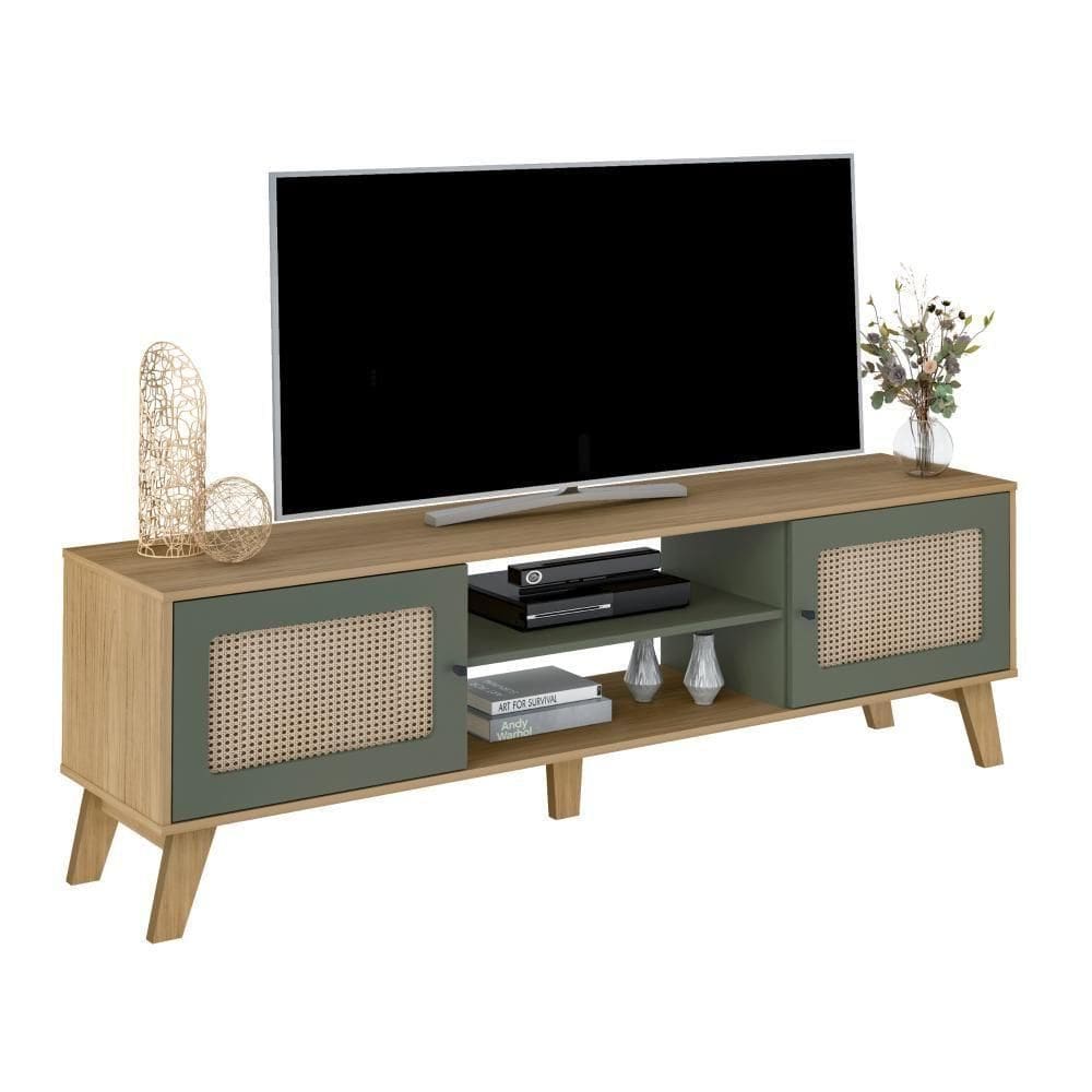 Rack Charllote Para Tv Até 75\" Carvalho/menta Artely Carvalho/menta