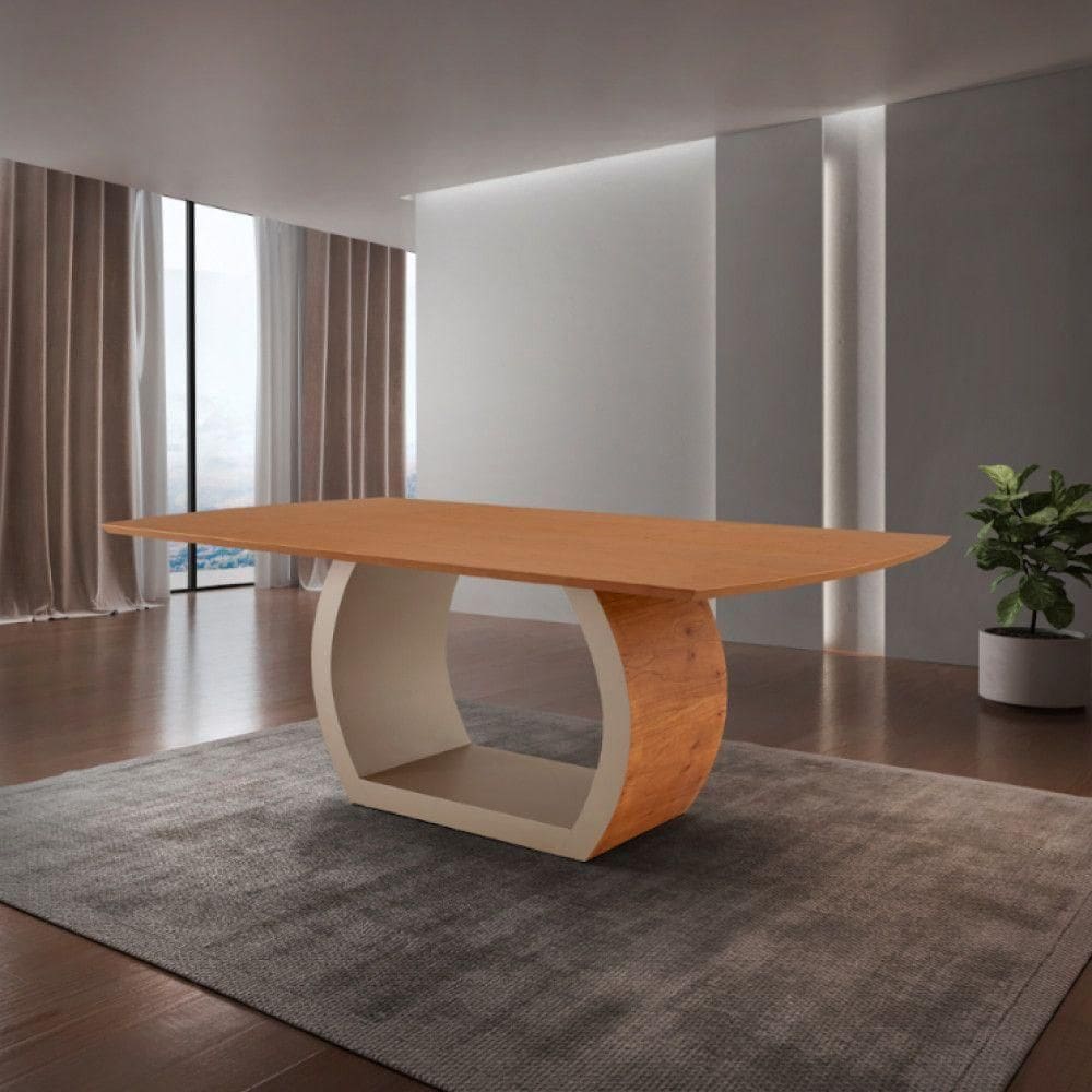 Mesa Para Sala De Jantar Ellis 180cm Madeira Moderna Mobília Cinamomo Com Champanhe-cinamomo Imbuia