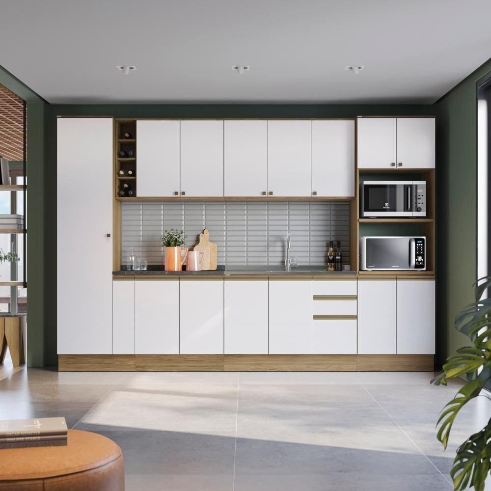 Cozinha Modulada Celeste Kappesberg 100% Mdf Nogueira/branco