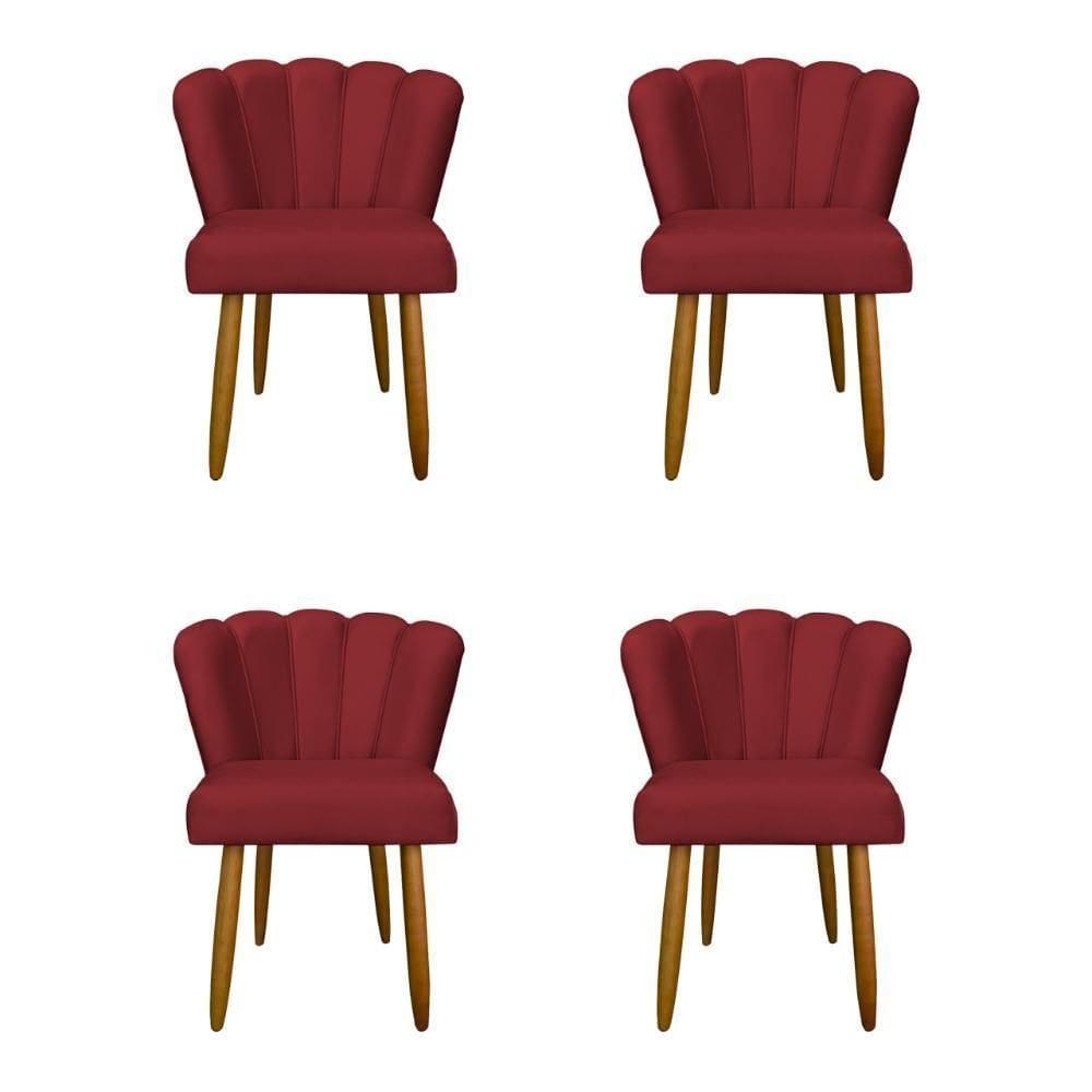 Kit 4 Cadeiras Para Mesa De Jantar Flor - Balaqui Decor Cor: Vermelho
