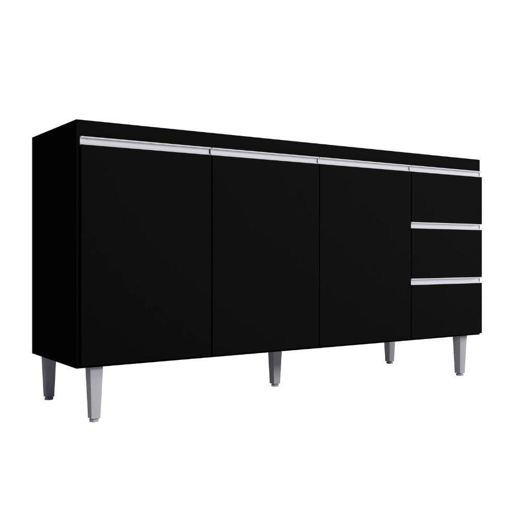 Balcão Para Pia Andréia 150 Cm 3 Portas Preto Ajl