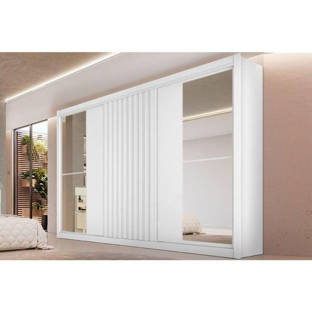 Guarda Roupa Casal 3 Portas 6 Gavetas Vitoria 100% Mdf Móveis Europa Com Espelho Branco