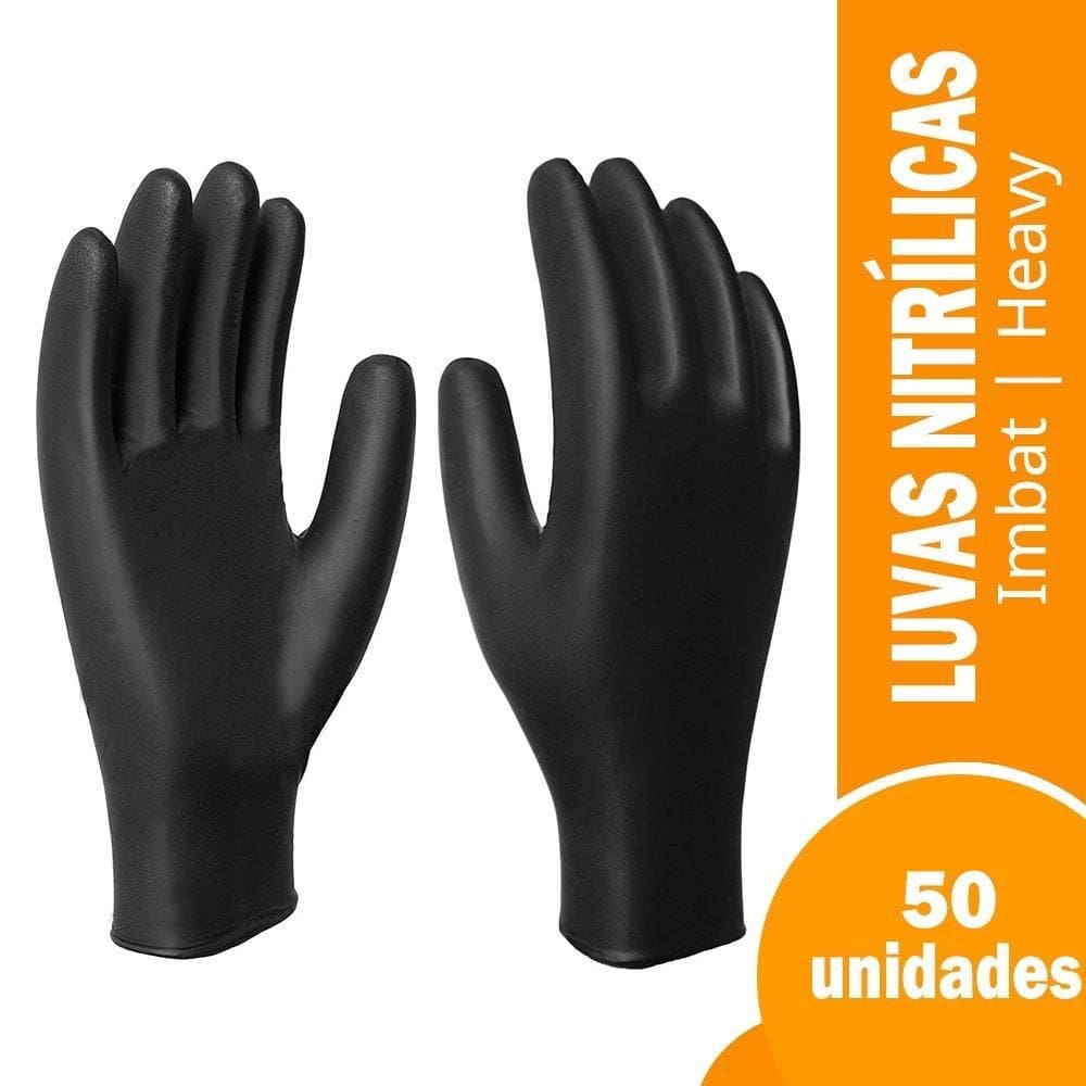 Luva Imbat Procedimento Nitrilica Preto Heavy Tamanho 7 Pequeno 50X1