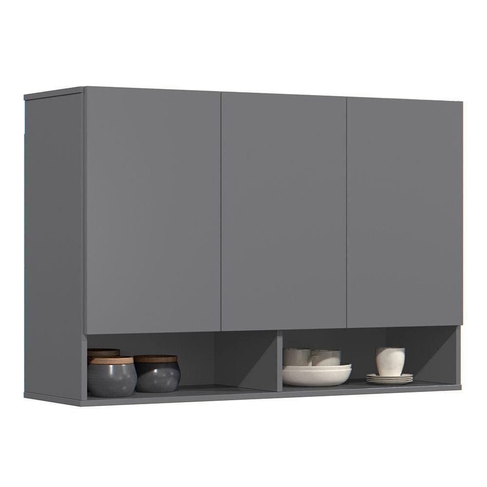 Armário De Cozinha Aéreo 2 Portas 67cm Italy Cinza - Ej Móveis