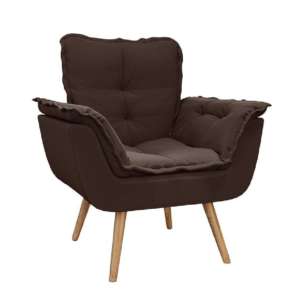 Poltrona Decorativa Dubai Para Sala Veludo Marrom Selmer Marrom