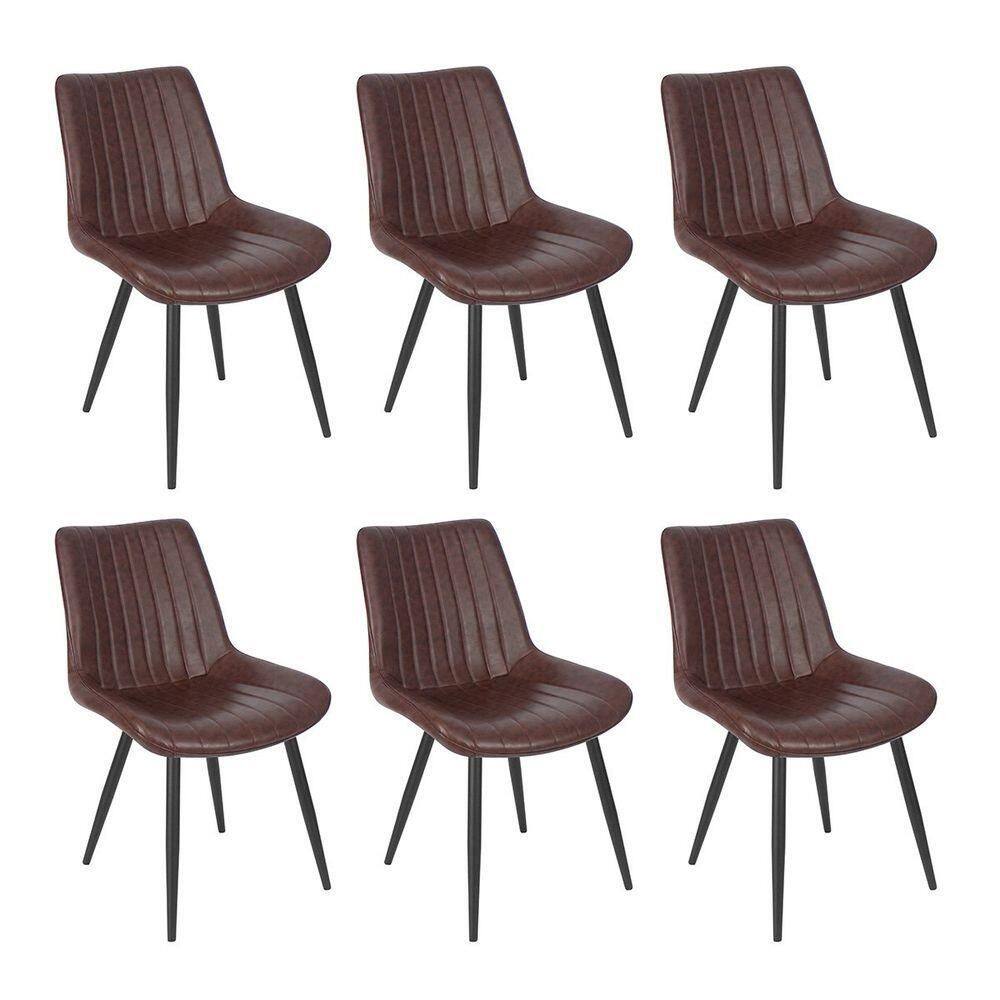 Kit 6 Cadeiras Estofadas Design Industrial Chicago Marrom Café