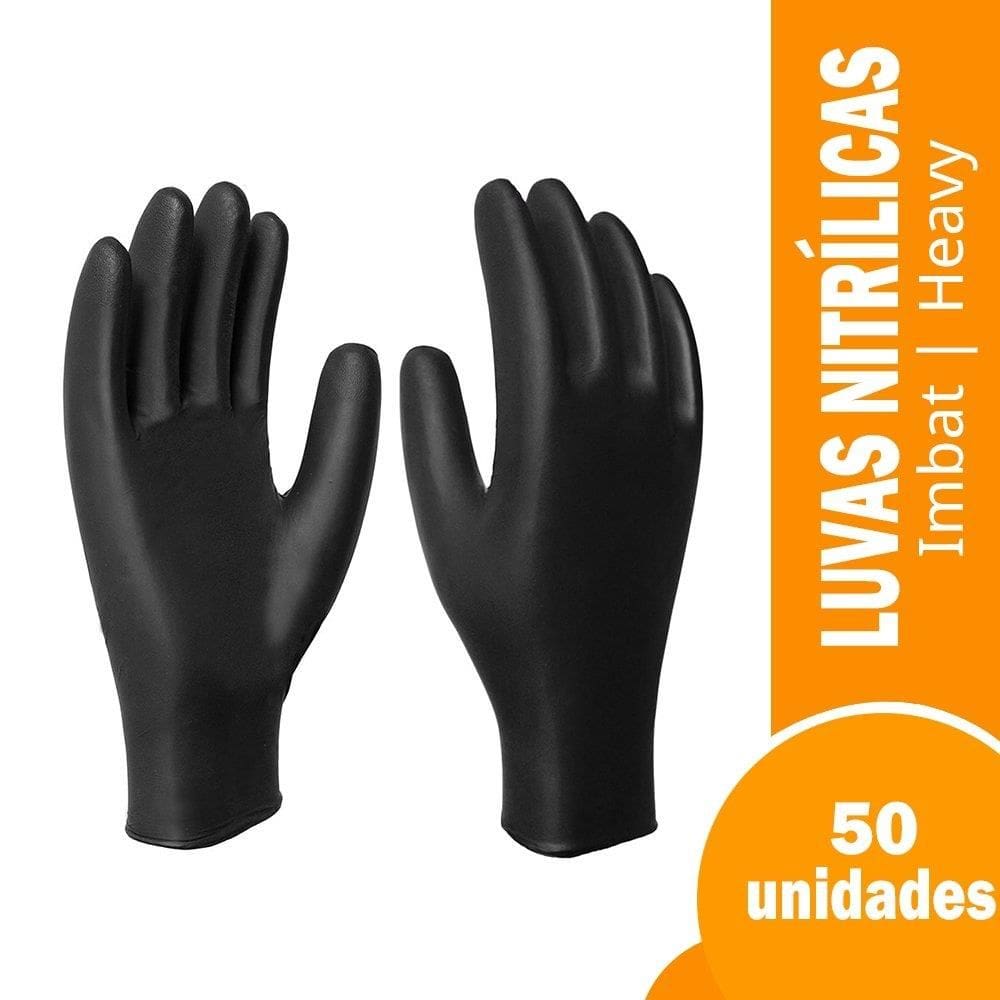 Luva Imbat Procedimento Nitrilica Preto Heavy Tamanho 8 Medio 50X1
