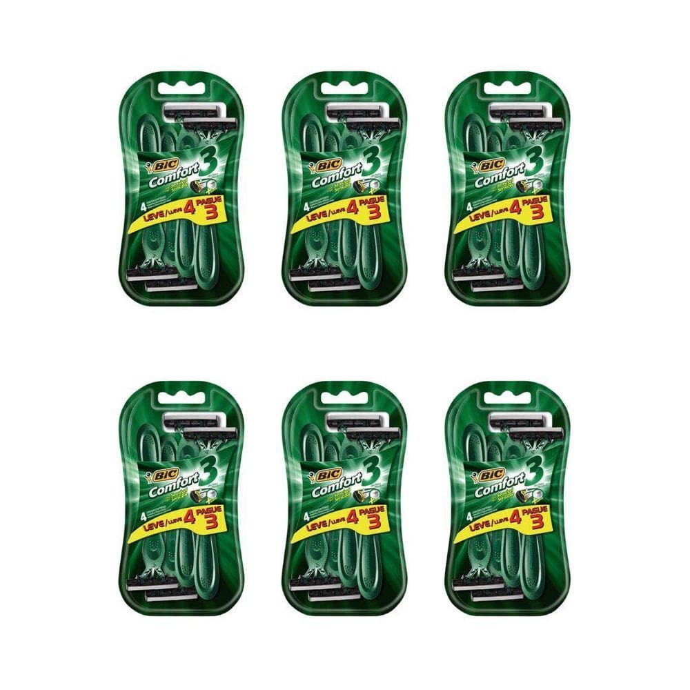 Aparelho De Barbear Bic Comfort 3 L4P3 Pele Sensivel-Kit 6Un